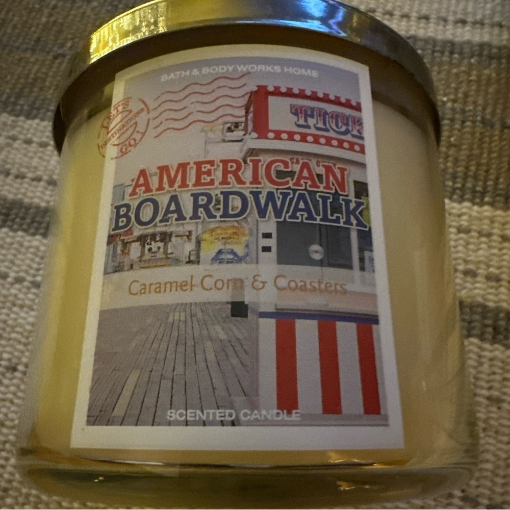 Bath & Body Works American Boardwalk Scented Candle - Cream, Gold, Red, Blue